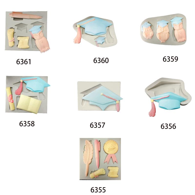 DIY Graduation Themed Silicone Mold Cupcake Topper Fondant Party Cake Decorating Gadgets Candy Chocolate Gumpaste Moulds
