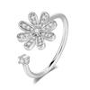 Sparkling Y2k Flower Finger Rings for Women Rose Gold Color Zircon Romantic Girls Ring Fashion Jewelry Trend Birthday Gift R080