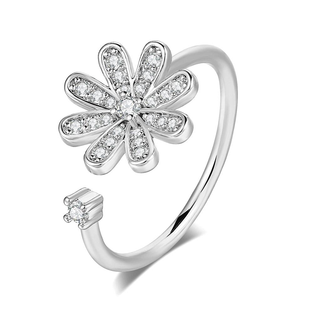 Sparkling Y2k Flower Finger Rings for Women Rose Gold Color Zircon Romantic Girls Ring Fashion Jewelry Trend Birthday Gift R080