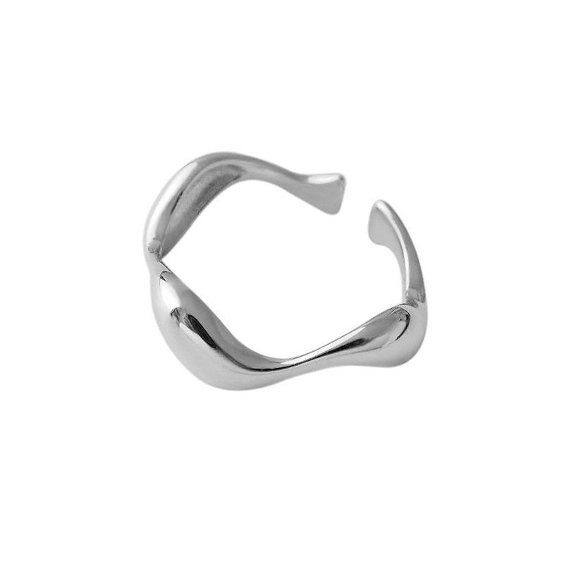 Minimalist Geometric Open Wave Ring - Adjustable Cool Fashion for Women Open Adjustable
