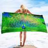 Peacock Beach Towel, Absorbent Quick Dry Sand Free Microfiber Compact Travel Beach Towel, Sandless Lightweight Beach Towel