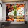 2pcs Autumn Pumpkin & Maple Leaf Curtains - Fall Thanksgiving Decorative Window Drapes with Vibrant Foliage Design, Rod Pocket