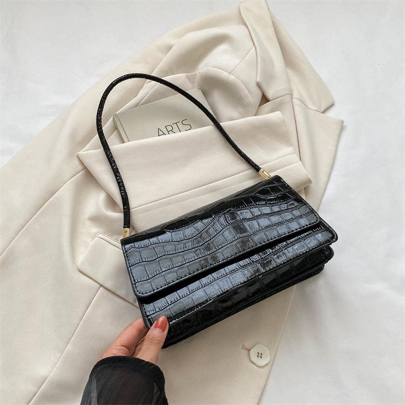 Trendy Pu Leather Shoulder Bag 2023 Fashionable Small Square Handbag For Women чёрный