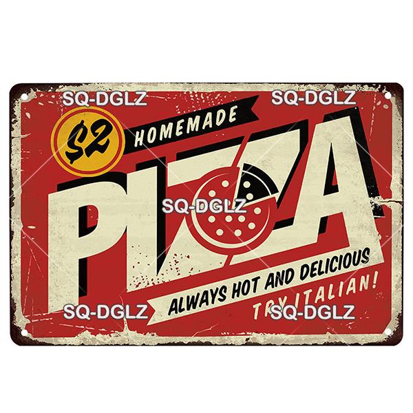 Italienische Pizza Vintage Metallschild Blechschild Vintage Dekoration Man Cave Plakette Hauswanddekoration Bar Schild Heimdekoration Poster