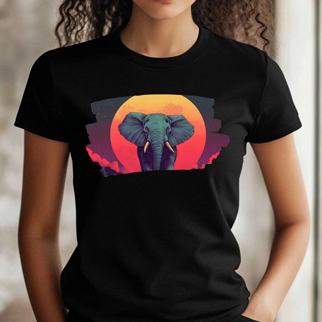 Women Elephant Anime Style Print Cotton