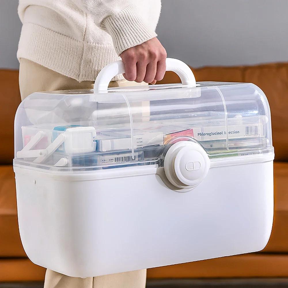 3 Layers Large Capacity Medicine First Aid Kit Medicines Split Multi-Layer Storage Boxes Portable Plastic Medical Box Household