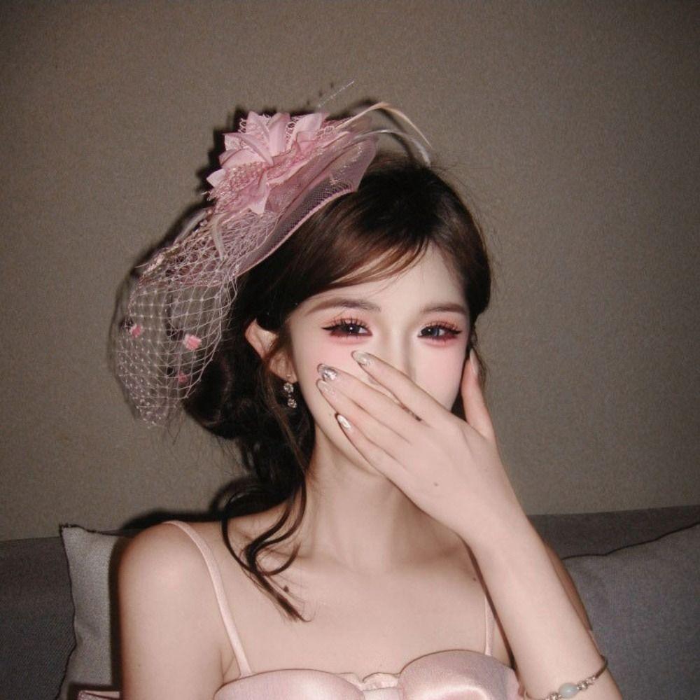 Hairpin Feathers Fascinator Hat Sweet Funeral Headdress Vintage Veil Hat Headwear  Tea Party