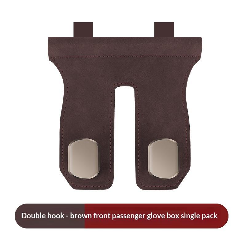 

Universal Car Interior Front Row Storage Organizer Car Glove Box Hook Luxury Leather Passenger Glove Box Double Hooks A3