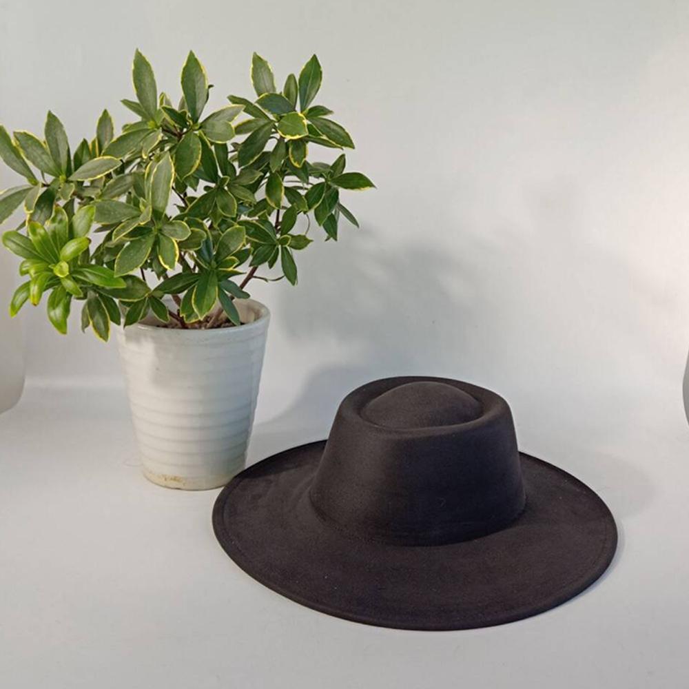 Women's Suede Wide-brimmed Fedora Hat, Western Cowboy Style, Paired with a Shell-decorated Jazz Hat, Equestrian Party Hat.