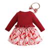 Toddler Girl Christmas Party Dress Set 3-Piece Velvet Cardigan with Headband for Holiday Photo Shoot Outfit