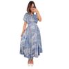 2024 Summer European & American Bohemian Print Turn-Down Collar Holiday Dress for Women