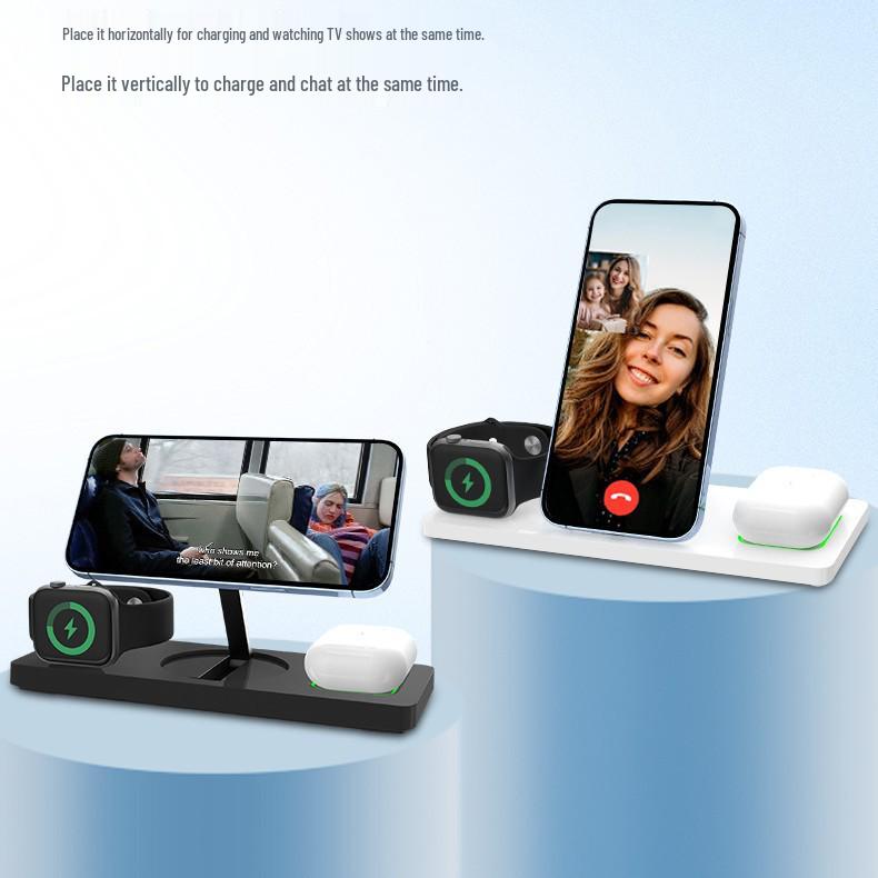 QI2.0 15W Foldable 3-in-1 Magnetic Wireless Charger for iPhone, Apple Watch, and Earbuds
