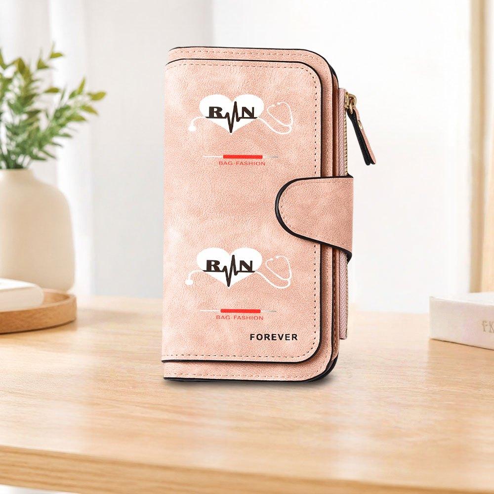 Nurse ECG Long Zipper Wallet, Large-capacity Card Holder, Unisex Clutch Bag, Stylish Zippered Coin Purse, Suitable for Daily Use, a Great Gift for