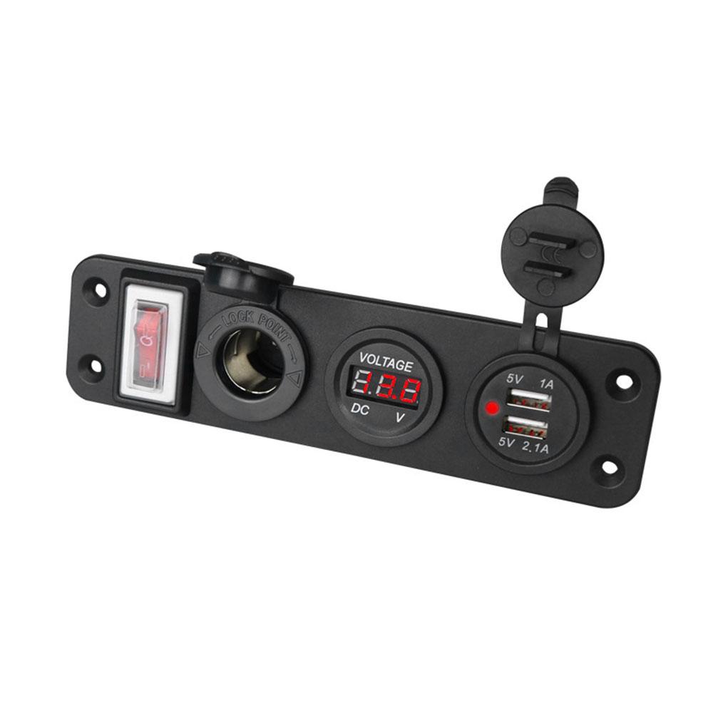 DC11V-11V Dual USB Charger Socket Power LED Voltmeter Cigarette Lighter Socket ON Off Button Switch for Car Tool Accessories