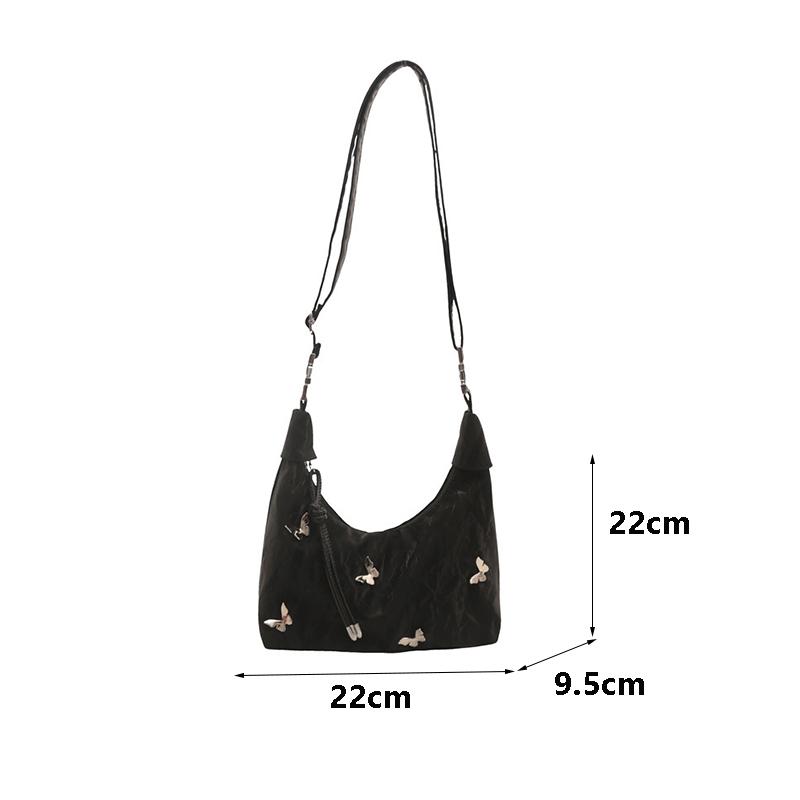Trendy Butterfly Shoulder Bag Lightweight Soft Hobo Adjustable Strap Daily Travel Shopping Crossbody Purse for Women