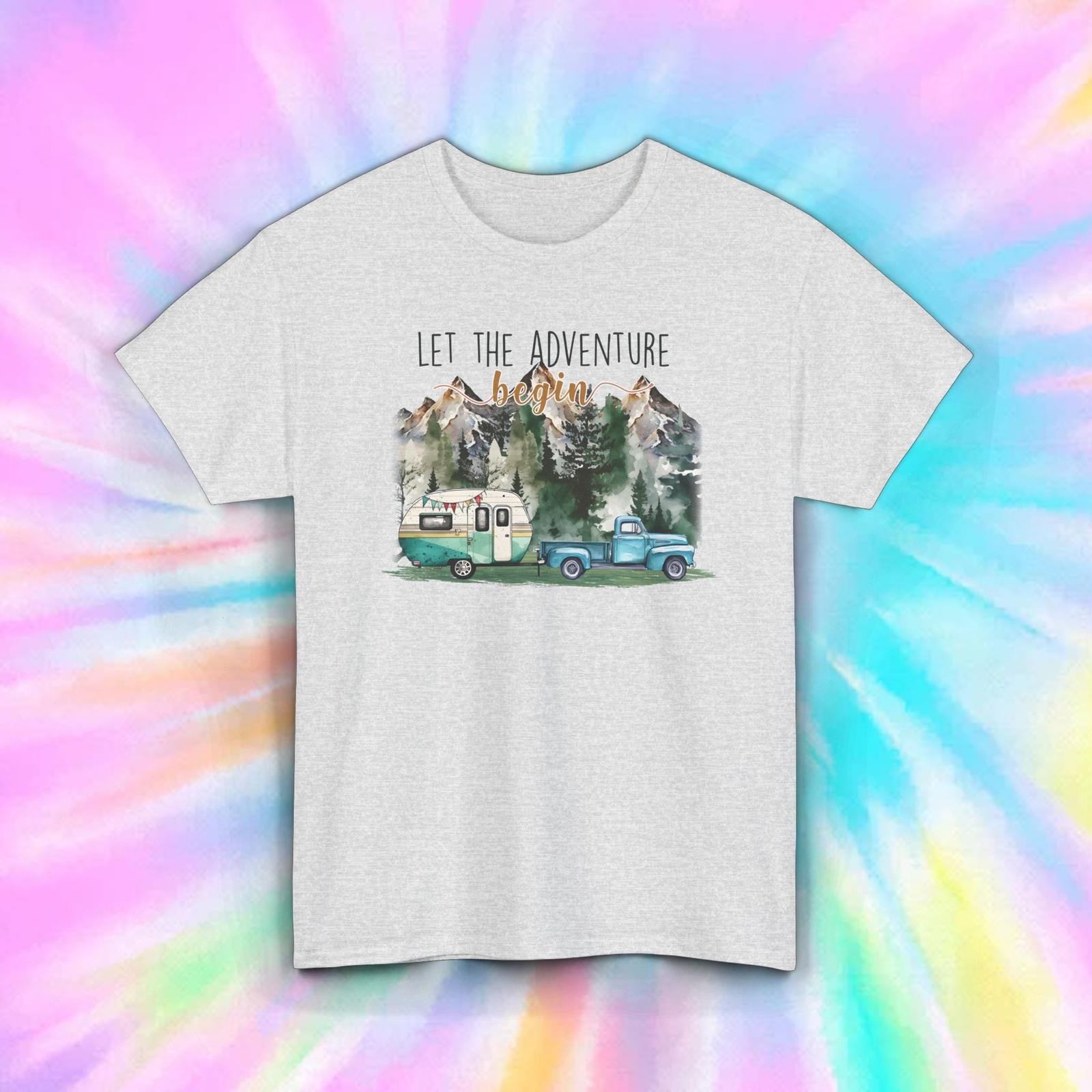 Let the Adventure Begin Camping Shirt S-5XL Outdoor Mountains Camper Truck Tee L