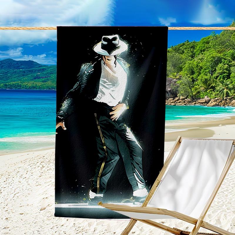 Beweis Strandtuch mit einem Michael Jackson Muster - weich, saugfähig, schnell trocknend, maschinenwaschbar - perfekt zum Schwimmen, Camping, Baden