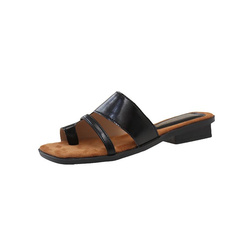 

Французские сандалии на плоской подошве женская обувь 2025 новый летний ретро нишевый отпуск пляж римские сандалии 40 чёрный