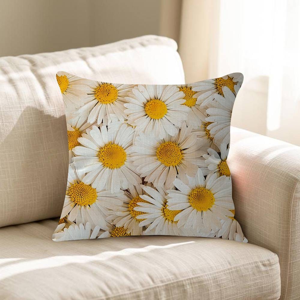 Summer Daisy Flower Pillow Cushion Cover Pillowcase Living Room Sofa Home Decor Customized