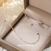 Cui Yan S925 Sterling Silver Korean Style Summer Dopamine Necklace for Women - Rainbow Bead Layered Clavicle Chain