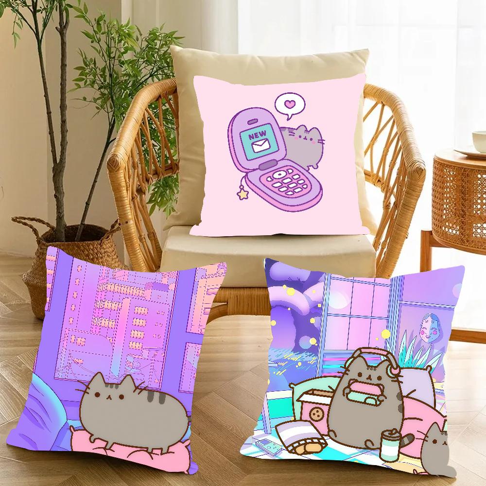 Cartoon Cute P-pusheen-s Pillow Case Applicable Space For Guest Rooms Interiors Cars Office House Decoration