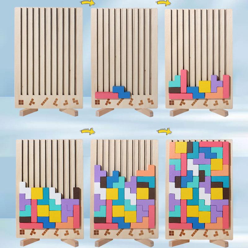 3D Holzpuzzle, Bausteine, Puzzlespiel, Logik-Trainingspuzzle Spielzeug für Babys, Interaktive Spiele für Eltern und Kinder