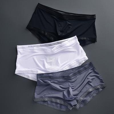 Slip Uomo Primavera ed Estate Leggeri Seta di Ghiaccio Traspiranti Design a Stampo Convesso 3D Pezzo Unico