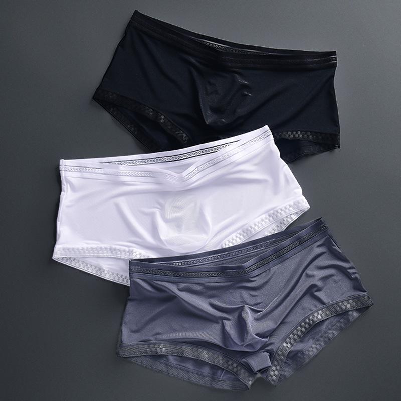 Men's Spring and Summer Lightweight Ice Silk Breathable 3D Convex Mold Design One-piece Briefs
