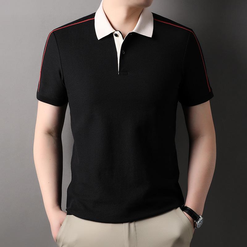 

Летняя мужская рубашка поло Новая для среднего возраста Красивая Повседневная Однотонная Мужская футболка с коротким рукавом XXXL