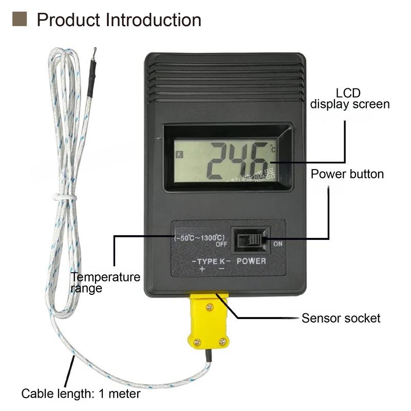 TM902C K-Type Thermocouple Thermometer Industrial Digital Display Temperature Meter High Temp Gauge for Oil Water Dyeing
