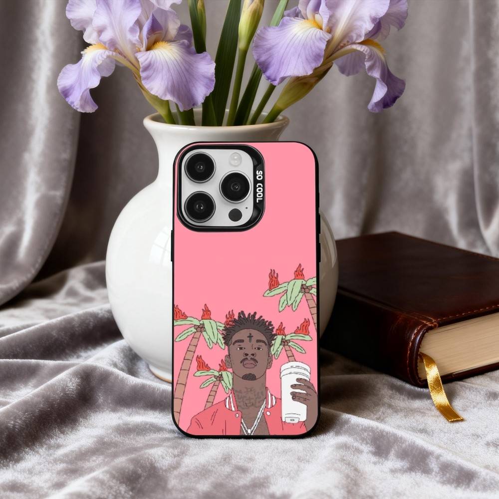 Cool Rapper 21 S-Savage-E Phone Case For iPhone17,16,15,14,13,12,11 Plus,Pro Max Black Candy Silver Phone Case