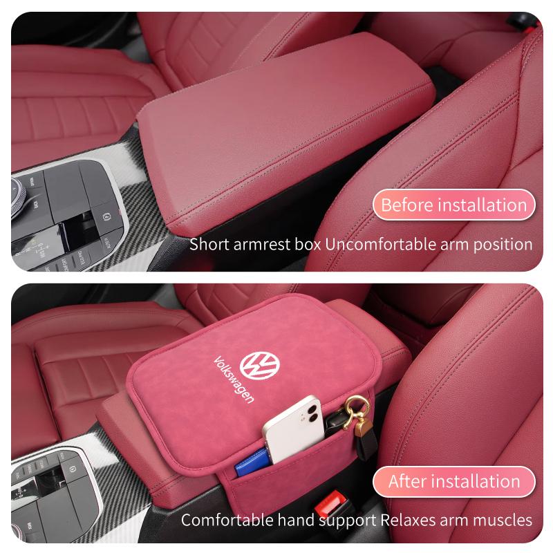 Für Volkswagen VW Universelle Auto-Armlehnenabdeckung Leder Auto-Armlehnenbox-Polster Scirocco Jetta Käfer Golf 4 5 6 Passat Polo B5