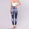 Mote Ripped Jeans for Kvinner Stretch Tynne Tiggerbukser Casual Denimbukser Høy midje Leggings Bukser
