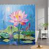 1pc Pink for Lotus Flower Shower Curtain - Vibrant Water Scene with Green Pads & Serene Swirls, 70.86x70.86 Inch Polyester Fabri