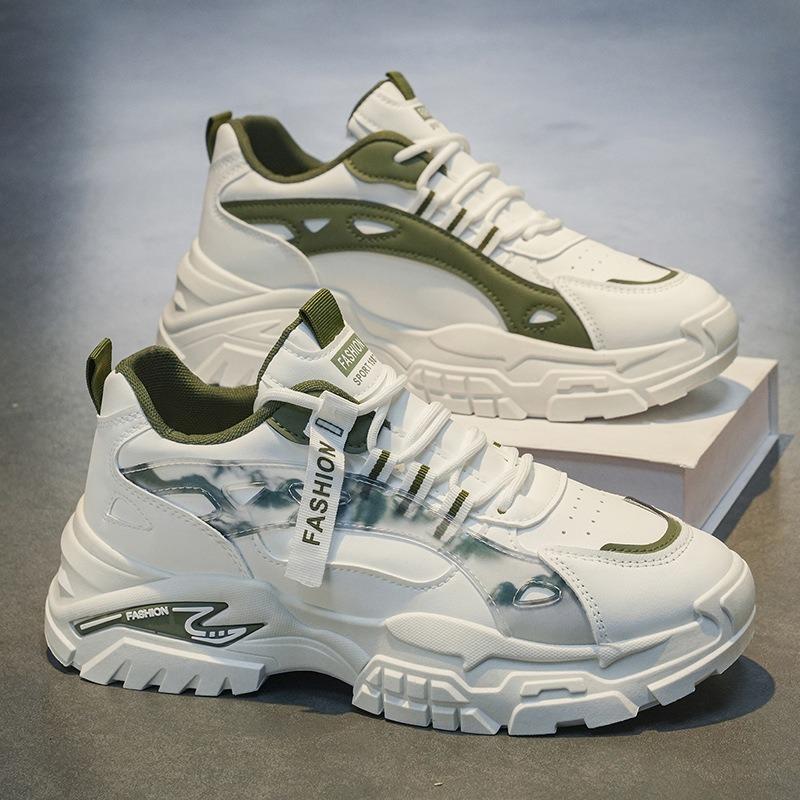 Men S Breathable Leather Upper Dad Shoes Casual Sports Fashion Sneakers