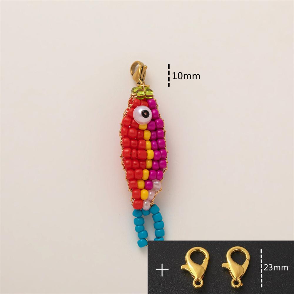 Cute Handmade Bead Fish Backpack Bag Zipper Pendant Hanging Decoration Girls Student Keychain Hangings DIY Accessories Ornaments
