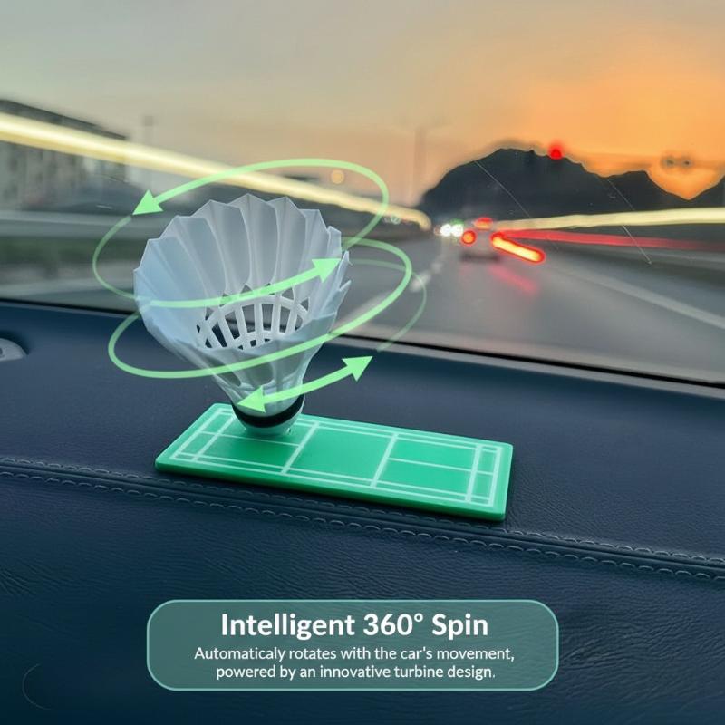 Creative Fun Rotating Badminton Car Ornament Shaking Shuttlecock Dashboard Decor For Car Decoration And Badminton Enthusiasts