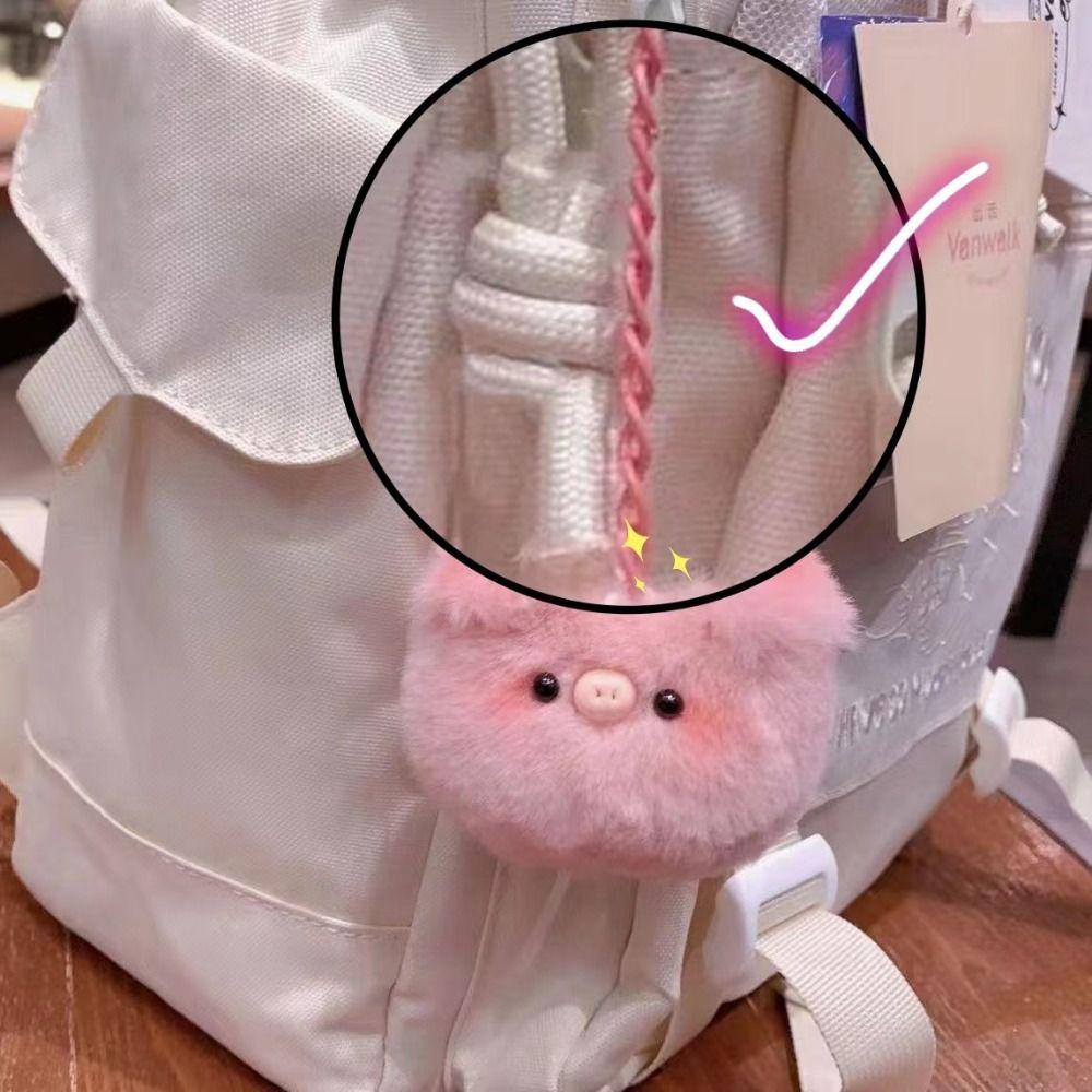 Soft Plush Small Pig Head Plush Pendant Small Pig Head Plush Pig Keychain  Female Lady Girl