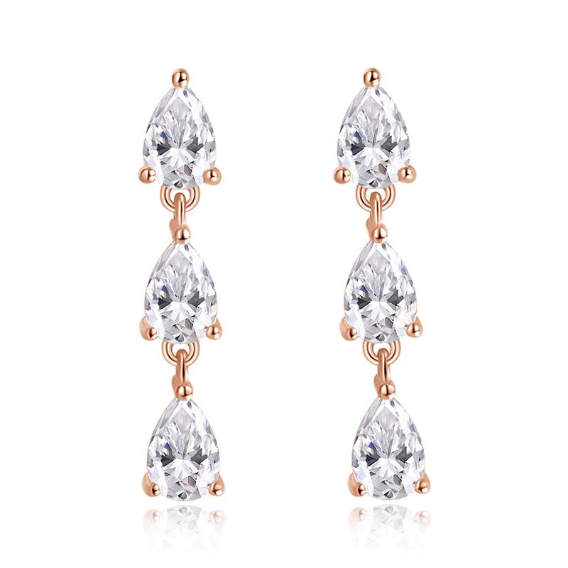 

Smyoue 4*6MM Pear Cut Women Full Moissanite Drop Earrings for Girls 3 Gems Dating Jewelry S925 Solid Silver Lab Diamond Gift one pair