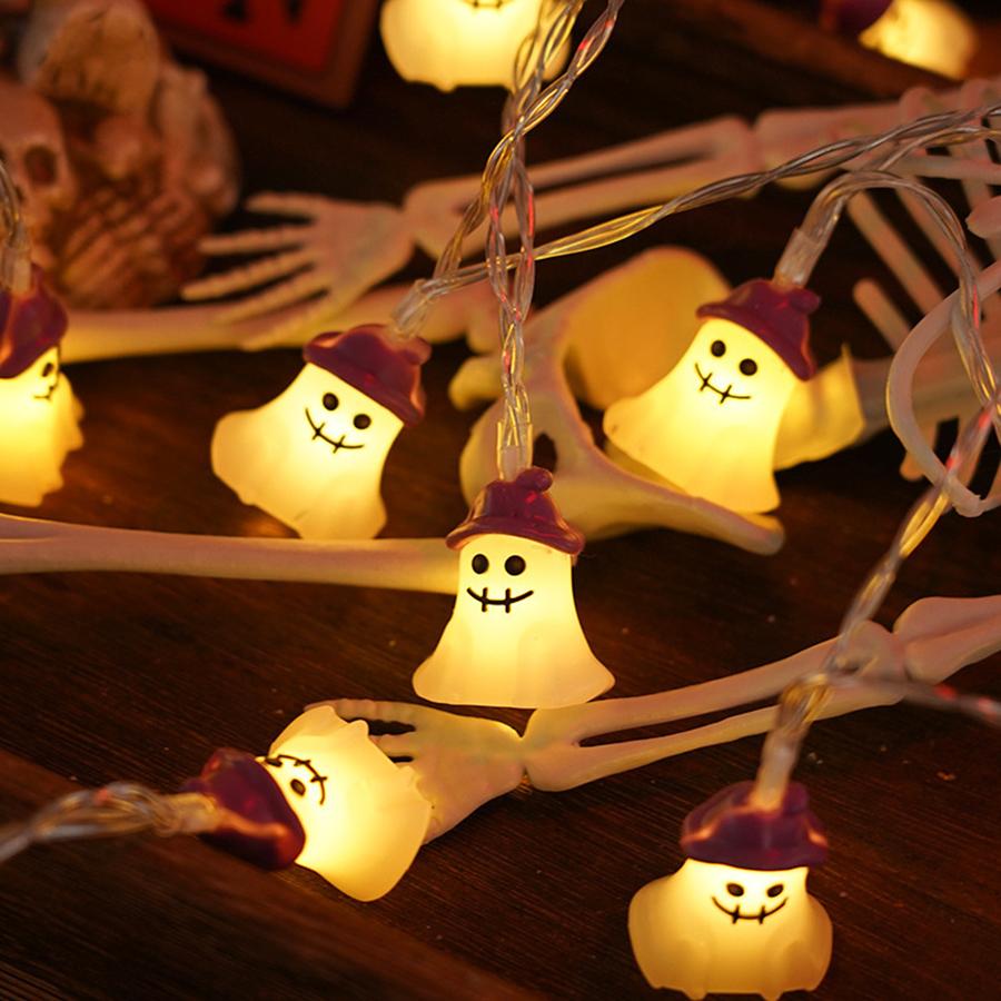 Halloween Lantern String Pumpkin Ghost Bat Skull Drop Sculpture New Ghost Festival LED Decorative Lantern String