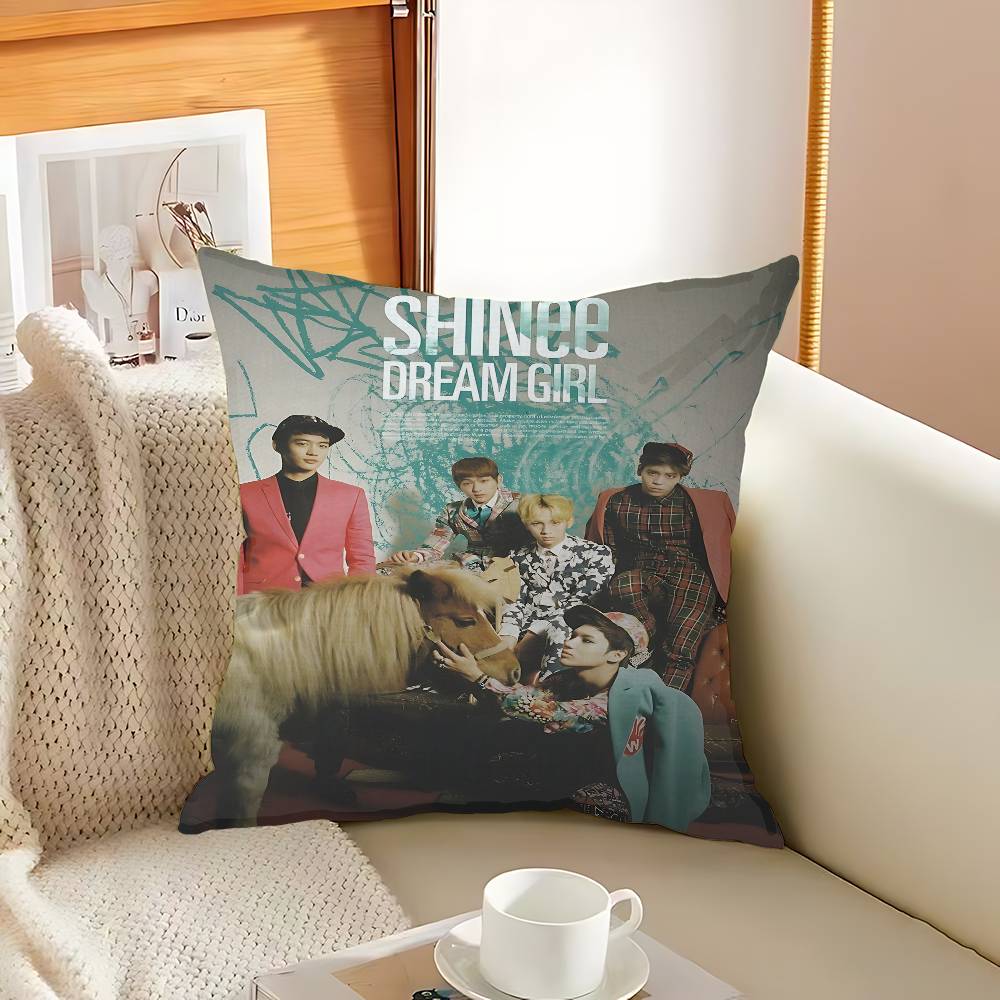 Kpop Korean Boys Band S-Shinee Office Cushion Pillowcase Car Cushion Cover45X45CM Lumbar Pillowcase Sofa Pillowcover 12x12Inch
