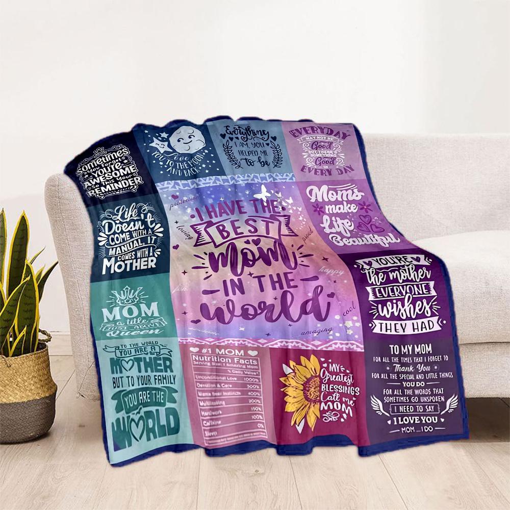 1pc Mom Quotes Blanket Comfortable Soft Lightweight Multi Purpose Blanket for Travel Camping Picnics Sofa Office Bed Living Room Gift for Friends