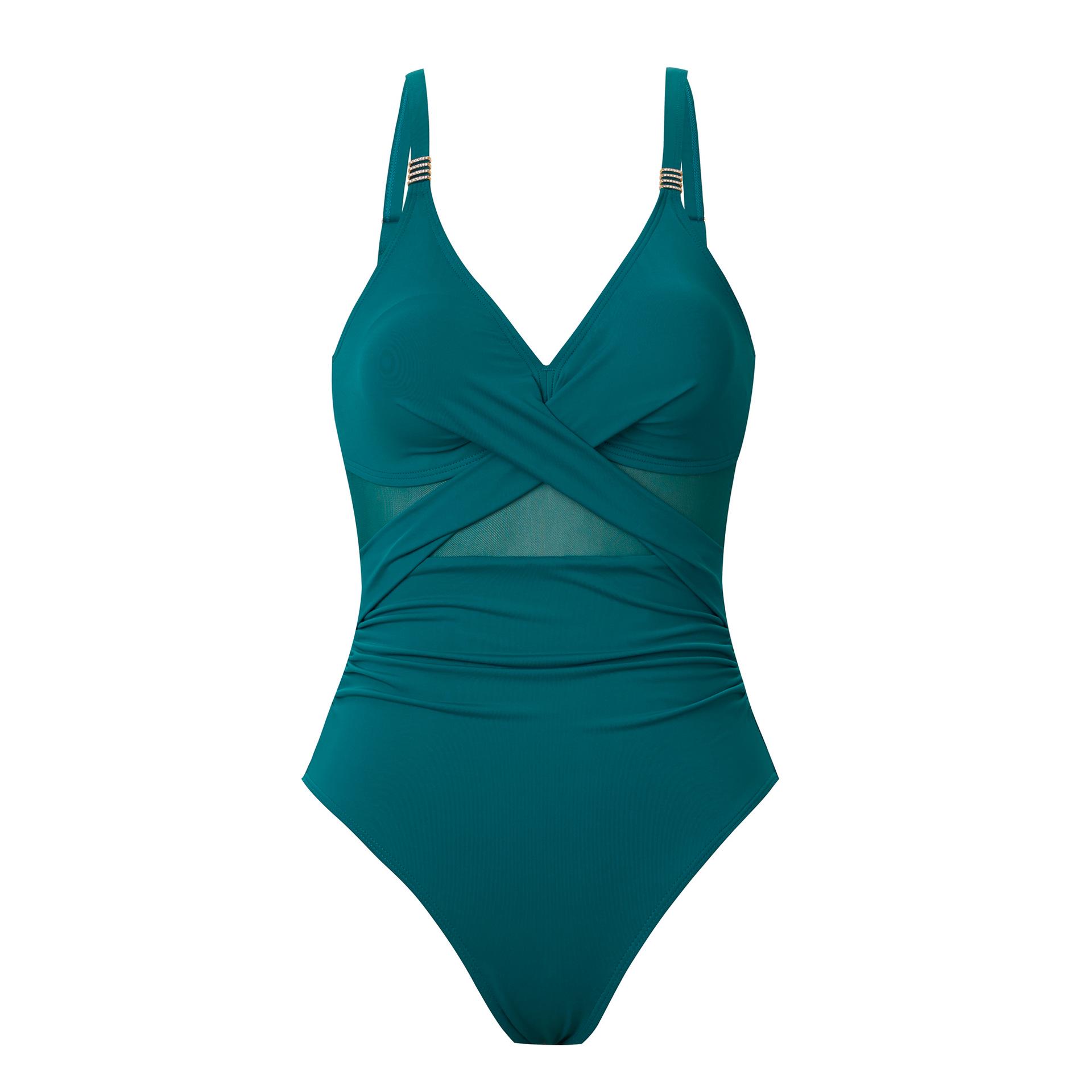 2025 Европейско-американский женский слитный купальник бикини из однотонной сетки M