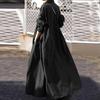 Loose Plain Maxi Blouse Dress Women Long Sleeve Turn Down Collar Shirt Dress