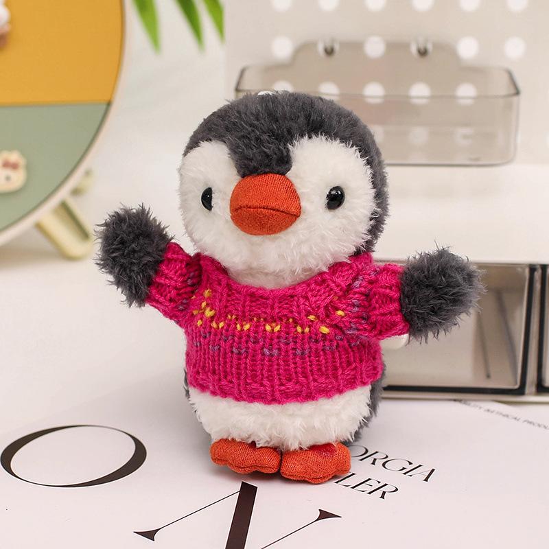 Lindo lindo pingüinito vestido colgante peluche muñeca niña mochila llavero colgante pequeño muñeco de trapo