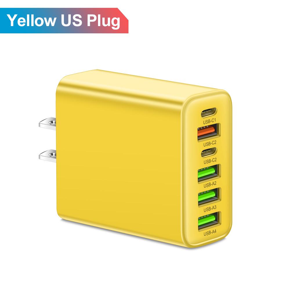 3.1A Multi-Port Mobile Charger: 2 Type-C PD + 4 USB Travel Charging Head