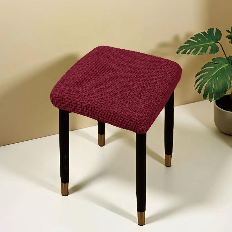 Jacquard Square Stool Covers Elastic Dust-proof and Anti-slip Stretch Chair Cover Solid Color Geometric Pattern Seat Cover