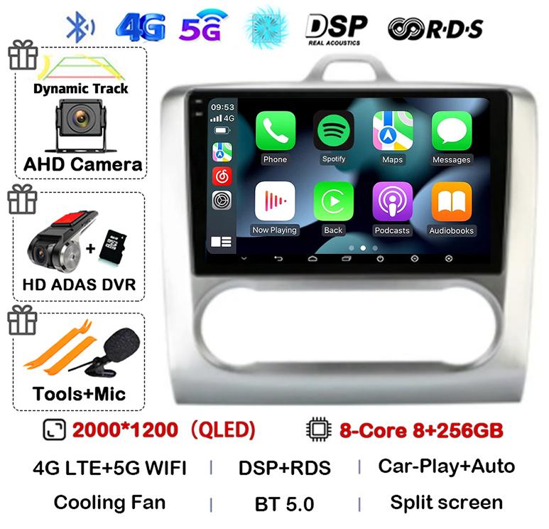 Android 14 Carplay Auto Car Radio For Ford Focus 2 3 Mk2 Mk3 2004 2005-2011 WIFI+4G Multimedia GPS 2 Din Autoradio Player Stereo
