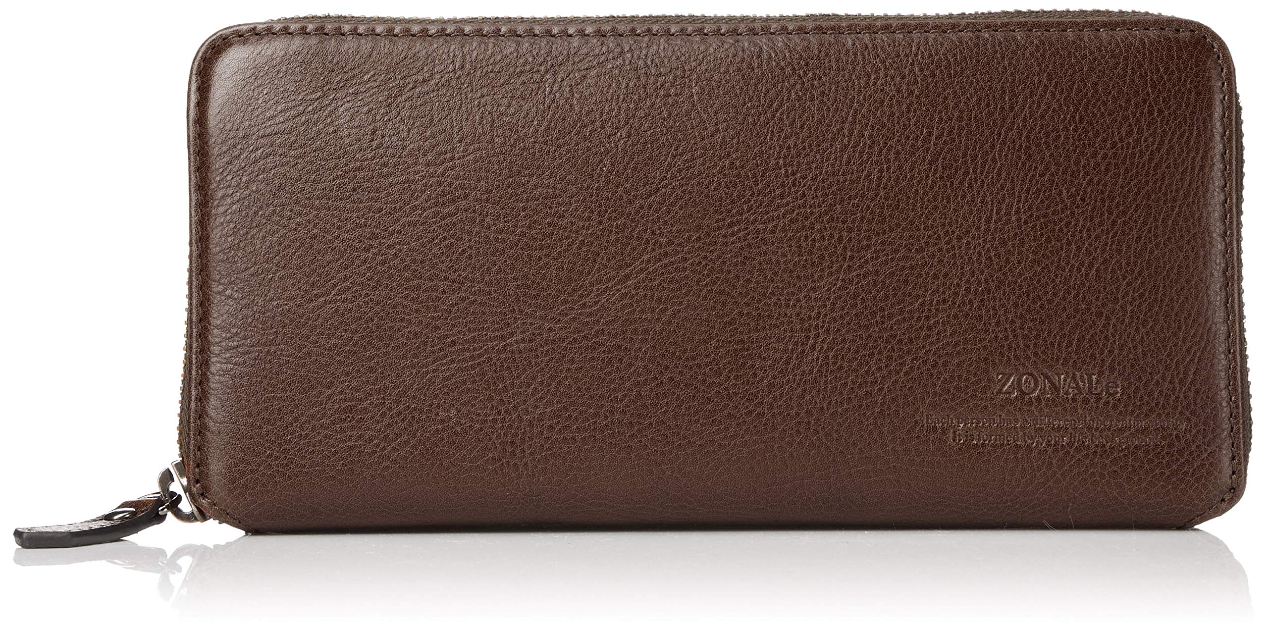 

[Zonar] COMODO Длинный кошелек на круговой молнии, Кожа коровьей шкуры, Большая вместимость, Отличный дизайн, Поставляется в подарочной коробке, Темно-коричневый