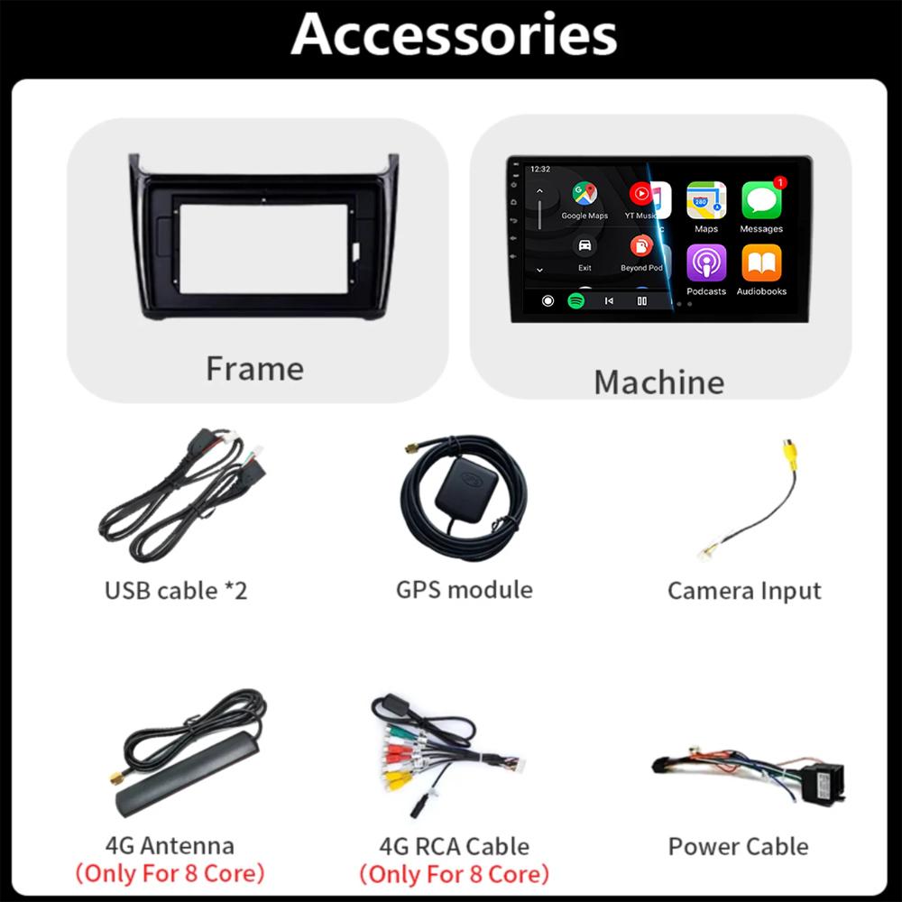 Car Radio Android 14 Carplay 4G+Wifi For Volkswagen VW Polo 5 Sedan 2008-2020 Multimedia Player Stereo GPS 2 Din DVD Head Unit